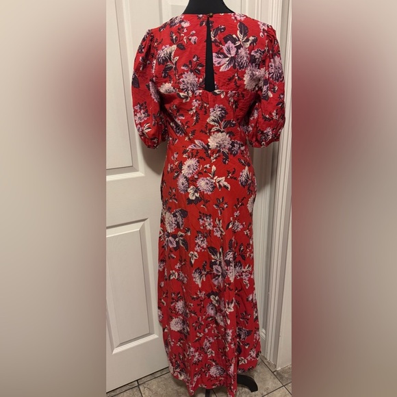 Maeve by Anthropologie Red Cowl Neck Sundress with Puff Sleeves - Picture 5 of 12